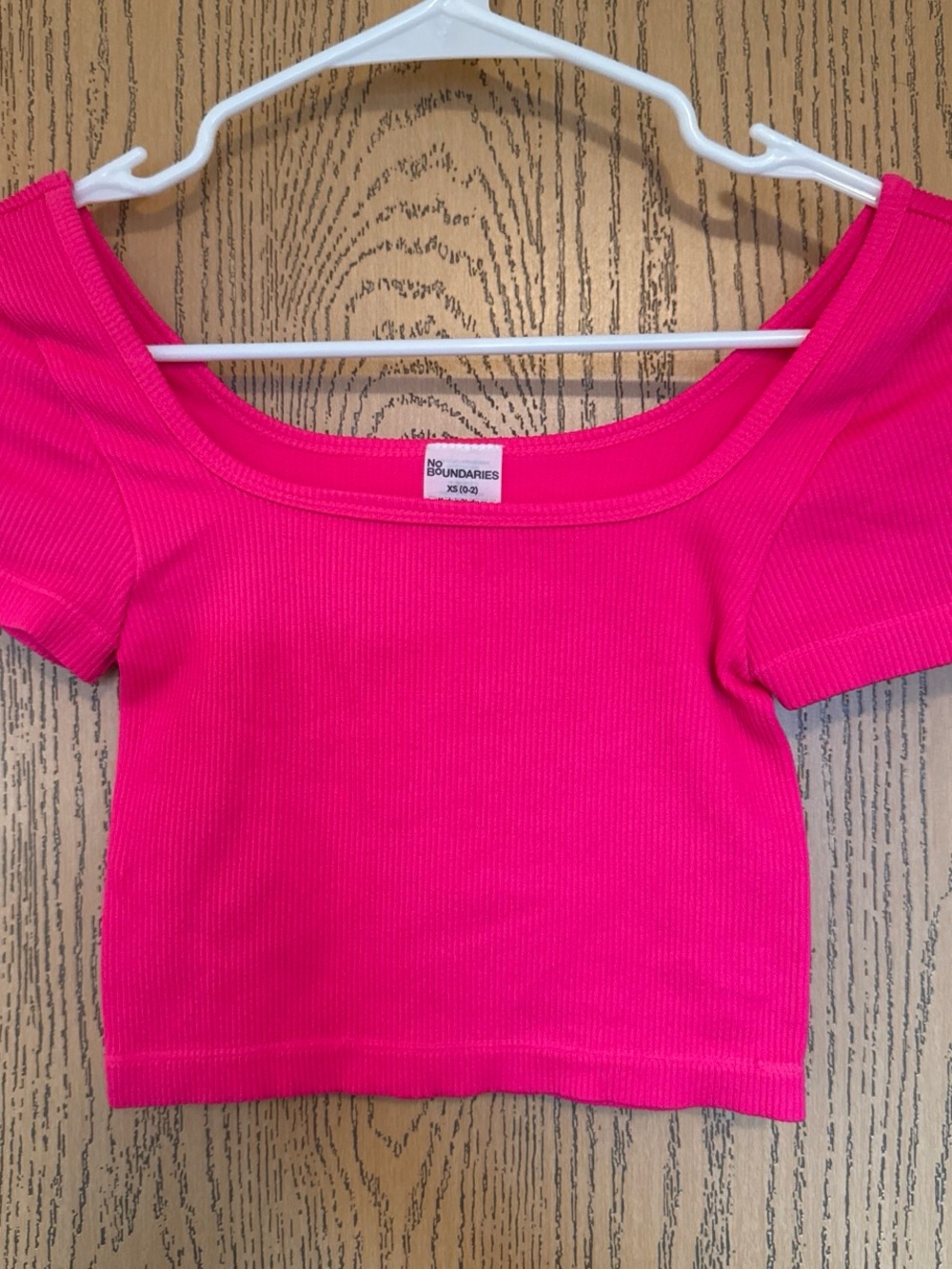 No Boundaries Bright Pink Ribbed Scoop Crop Top